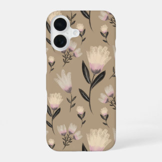 Neutrale bloem iPhone-hoes | Zachte roze moderne b iPhone 16 Hoesje