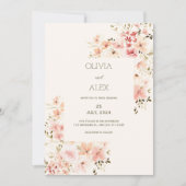 Neutrale Bloemige Elegante Trouw Uitnodiging (Voorkant)