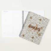 Neutrale bloemige leer monogram naam planner (Display)