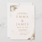 Neutrale Boheemse Floral Elegante Huwelijksuitnodi Kaart (Voorkant)