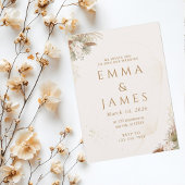 Neutrale Boheemse Floral Elegante Huwelijksuitnodi Kaart