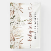 Neutrale Boho Baby Shower Slag – Baby in Bloom Spandoek (Verticaal)