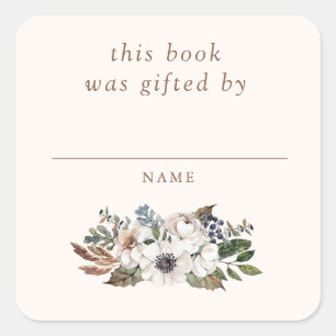 Neutrale Boho Babykamer Baby Shower Boek Cadeau Ge Vierkante Sticker