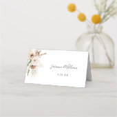 Neutrale Boho Floral Place Card (Achterkant)