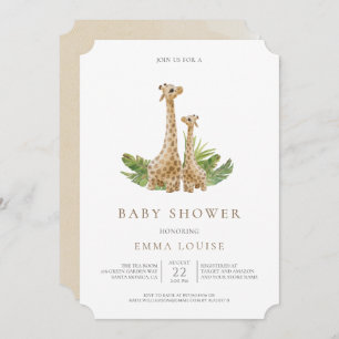 Neutrale Boho Giraffe Baby shower Uitnodiging