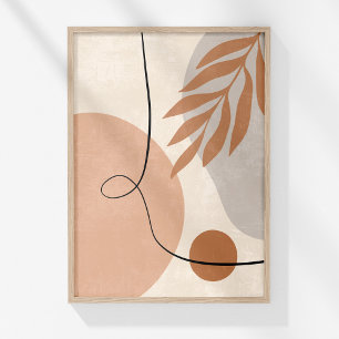 Neutrale Boho Lijn Kunst Botanische Abstracte Wand Poster