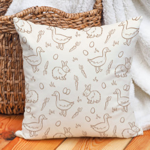 Neutrale Boho Paashaas Gans Lente Beige Kussen