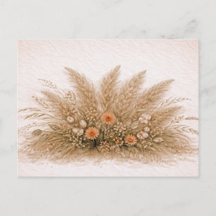 Neutrale Boho Pampagras Wilde Bloemenschikking Briefkaart
