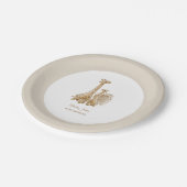 Neutrale Boho Pampas Grass Giraffe Baby shower Papieren Bordje (Gekanteld)
