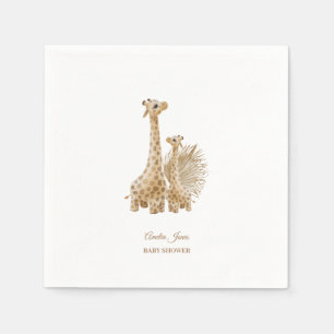 Neutrale Boho Pampas Grass Giraffe Baby shower Servet