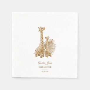 Neutrale Boho Pampas Grass Giraffe Baby shower Servet