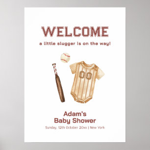 Neutrale Boho Slugger Honkbal Baby Shower Welkom Poster