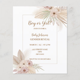 Neutrale Boho thema gender onthullen uitnodiging