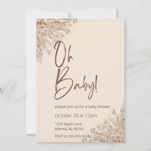 Neutrale Boho Uitnodiging voor Geslacht bekendmaki (Voorkant)