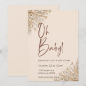 Neutrale Boho Uitnodiging voor Geslacht bekendmaki (Voorkant / Achterkant)