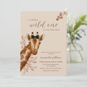 Neutrale Boho Wildernis Safari Giraffe Baby Shower Kaart