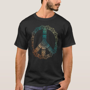 Neutrale Boho Yoga Versierde Mandala Vredesteken H T-shirt