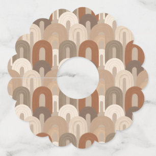 Neutrale Boog Abstract Patroon Wijnglaslabel