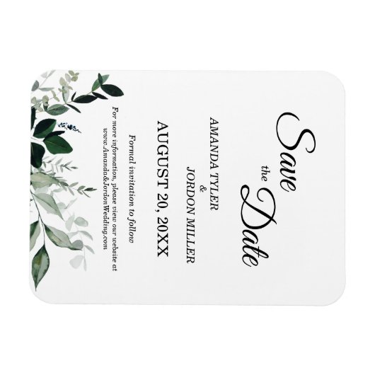 Neutrale botanische bruiloft Opslaan Datum magneet (Horizontaal)