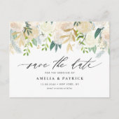 Neutrale Botanische Garland QR-code Save the Date Aankondigingskaart (Voorkant)