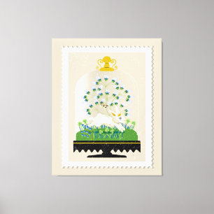 Neutrale botanische konijnenklok Franse boerderij Canvas Afdruk
