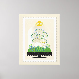 Neutrale botanische konijnenklok Franse boerderij Canvas Afdruk