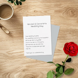 Neutrale bruiloft Geen Kinder behuizing Kleine Kaa Informatiekaartje