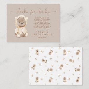 Neutrale bruine Teddy Bear Baby shower Book Reques Informatiekaartje