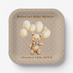 Neutrale bruine teddybeer babyshower papieren bord