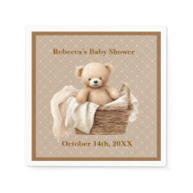 Neutrale bruine teddybeer babyshower papieren serv