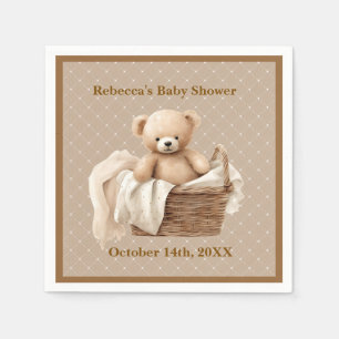 Neutrale bruine teddybeer babyshower papieren serv servet
