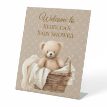 Neutrale bruine teddybeer babyshower
