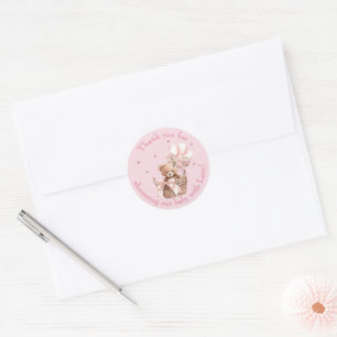 Neutrale Bruine Teddydbeer Baby Shower Bedankt Ronde Sticker