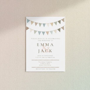 Neutrale bunting rustieke pastel bruiloft kaart