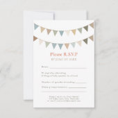 Neutrale bunting rustieke RSVP bruiloft reactie ka Kaartje (Voorkant)
