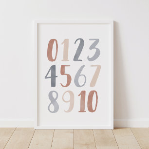 Neutrale Cijfers Boho Kinderkamer Decor Poster