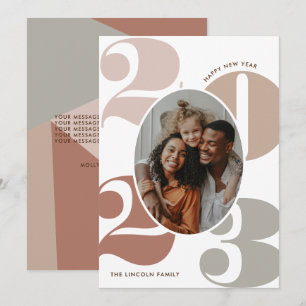 Neutrale Classy Numbers 1 Gelukkig Nieuwjaar Foto Feestdagenkaart