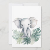 Neutrale Cute Elephant First Birthday Invitation Kaart (Achterkant)
