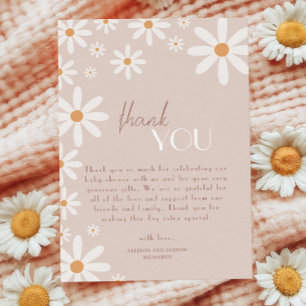 Neutrale Daisy Baby Shower Bloemen Bedankkaart