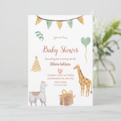neutrale dier baby uitnodiging baby shower (Staand voorkant)