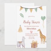 neutrale dier baby uitnodiging baby shower (Voorkant / Achterkant)