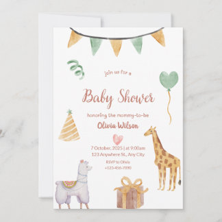 neutrale dier baby uitnodiging baby shower
