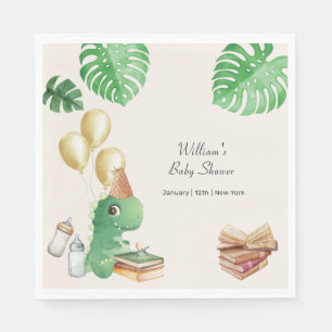 Neutrale Dinosaur Verhaalboek Ballon Baby Shower Servet