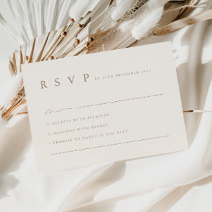 Neutrale Elegante Minimalistische Bruiloft RSVP Ka Kaartje