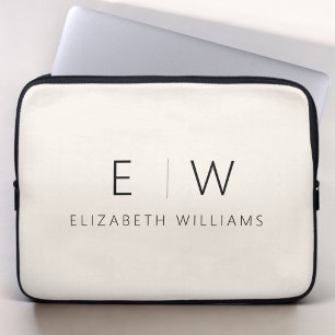 Neutrale Elegante Moderne Minimalistische Monogram Laptop Sleeve