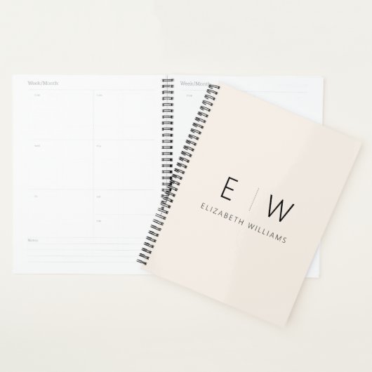 Neutrale Elegante Moderne Minimalistische Monogram Planner (Display)