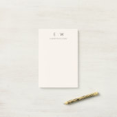 Neutrale Elegante Moderne Minimalistische Monogram Post-it® Notes (Op bureau)
