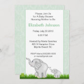 Neutrale ellephant Baby Shower Invitations Kaart (Voorkant / Achterkant)