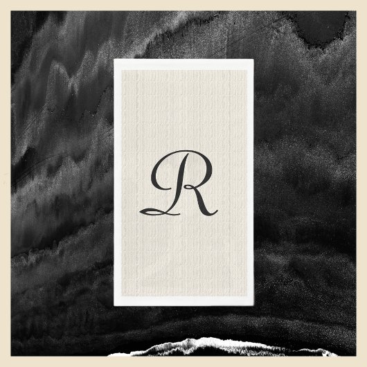 Neutrale Faux Burlap Witte Monogrammen Servet