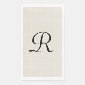 Neutrale Faux Burlap Witte Monogrammen Servet (Voorkant)